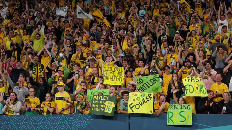 Photo of crowd supporting the Matildas by Elsa – FIFA via Getty Images