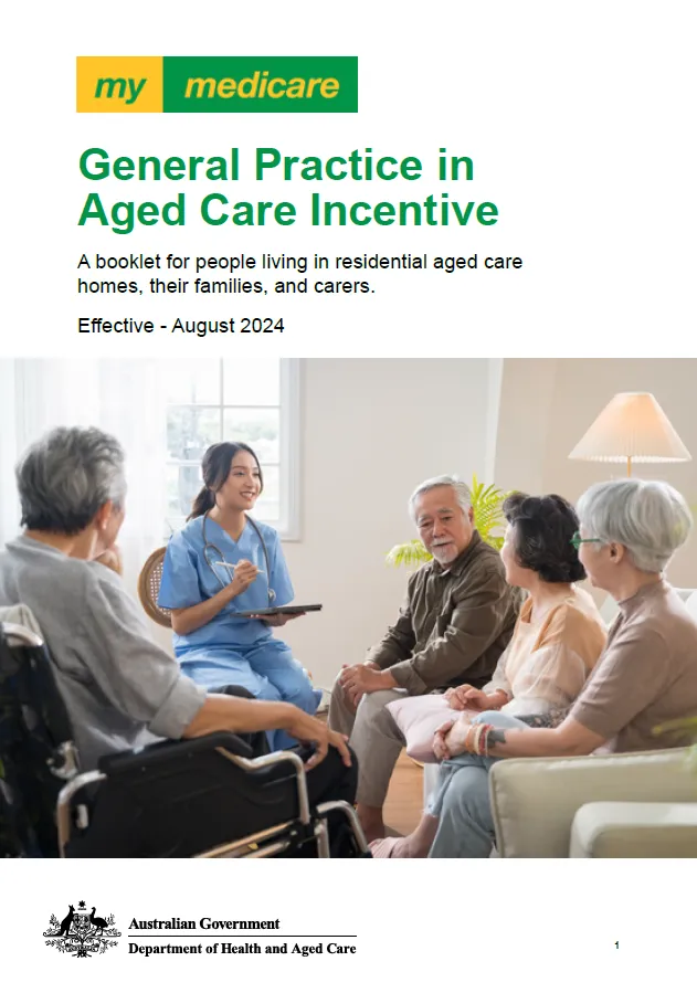 Cover page for the GP in Aged Care incentive booklet
