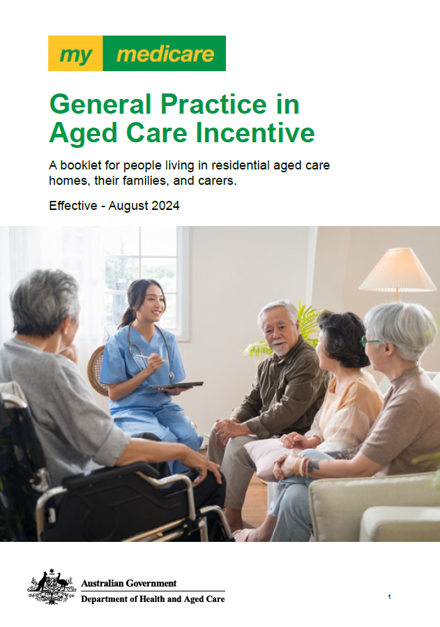 Cover page for the GP in Aged Care incentive booklet