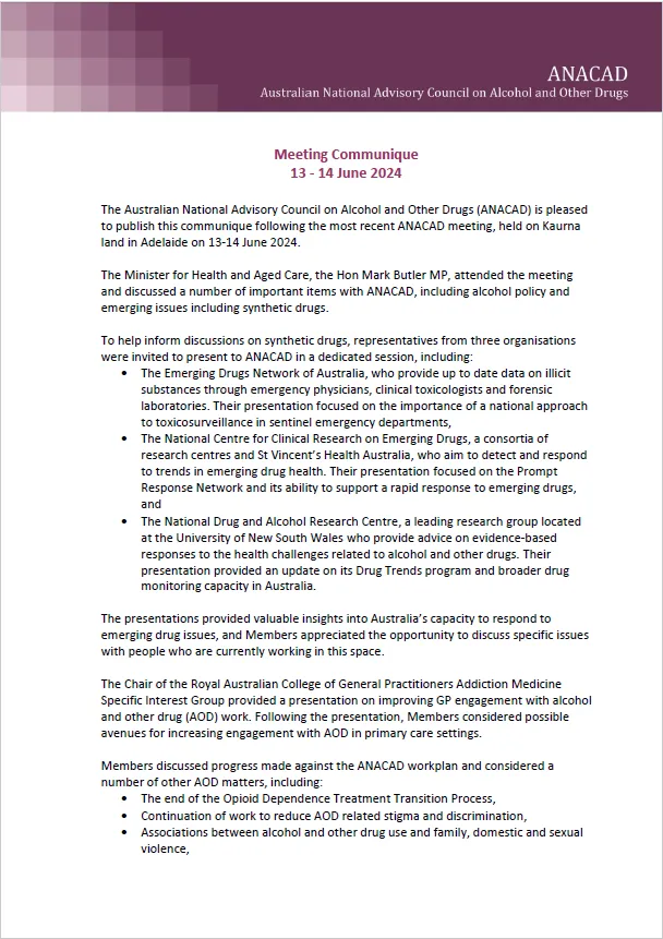 ANACAD communique – June 2024