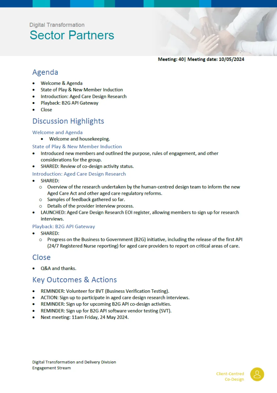 Image of the Digital Transformation Sector Partners meeting summary – 10 May 2024