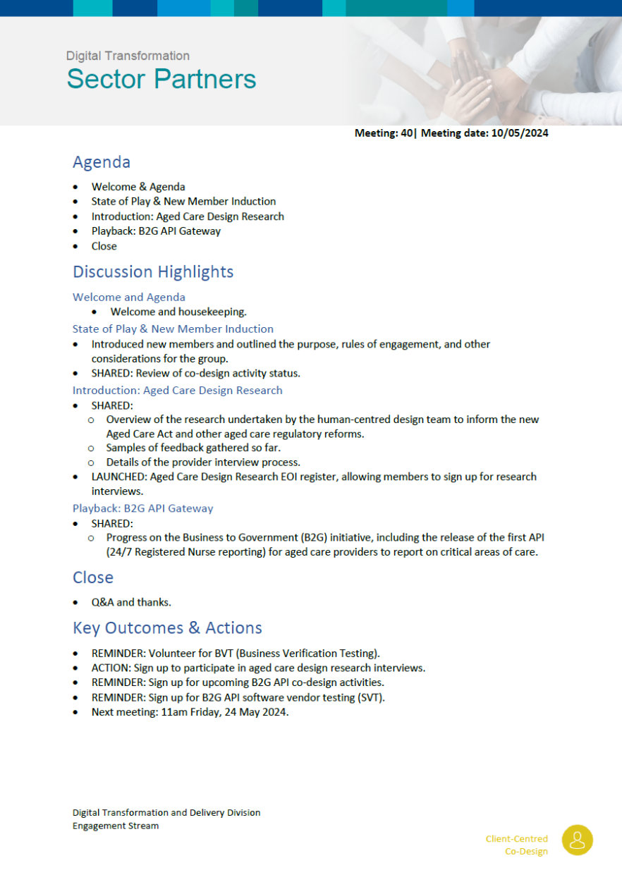 Image of the Digital Transformation Sector Partners meeting summary – 10 May 2024