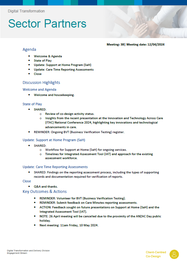 Digital Transformation Sector Partners meeting summary – 12 April 2024