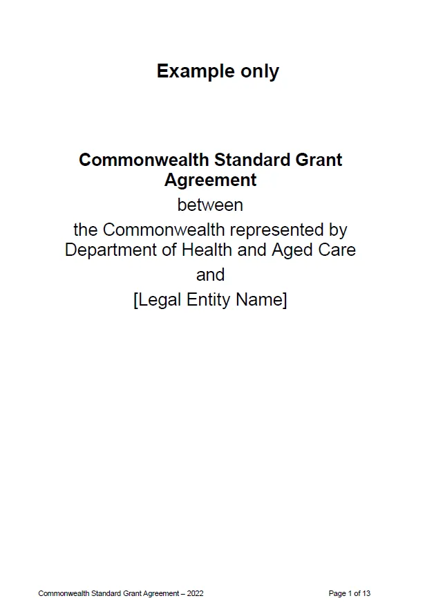 Disability Support for Older Australians Program – Grant agreement template (GO6550)