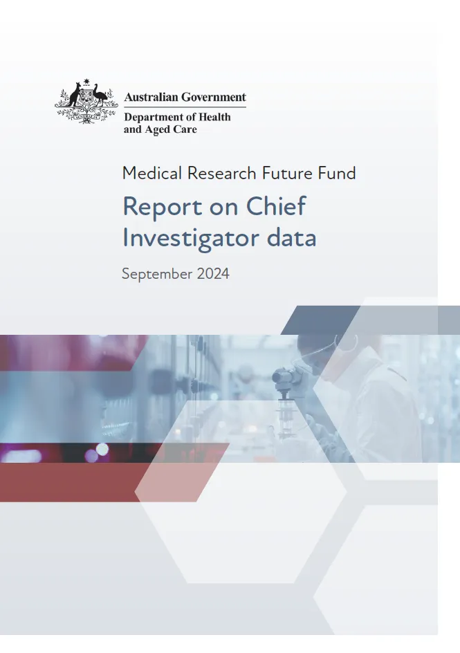Cover page for the MRFF Report on Chief Investigator data