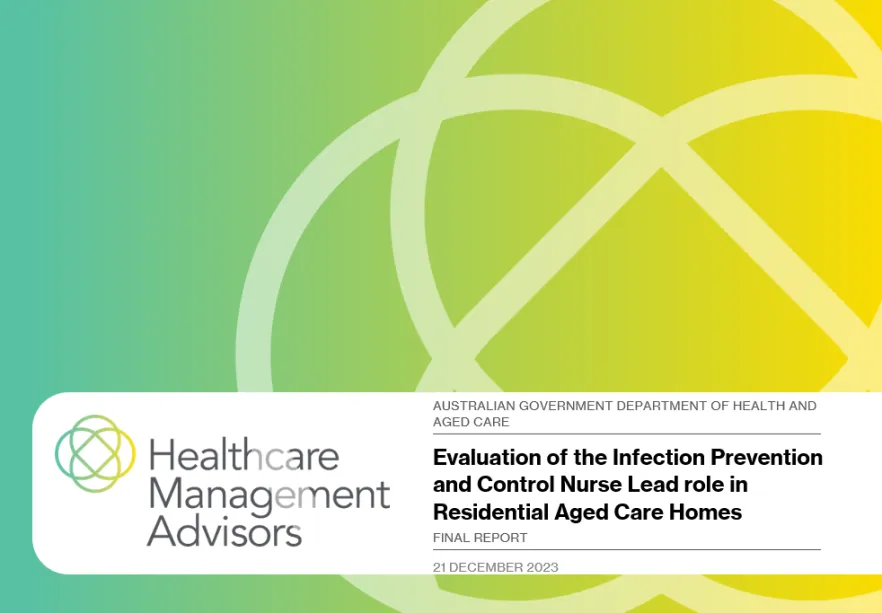 Cover page for the Evaluation of the Infection Prevention and Control Lead role in Residential Aged Care Homes
