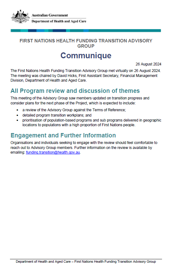 Cover image FNHFTAG communique – 26 August 2024