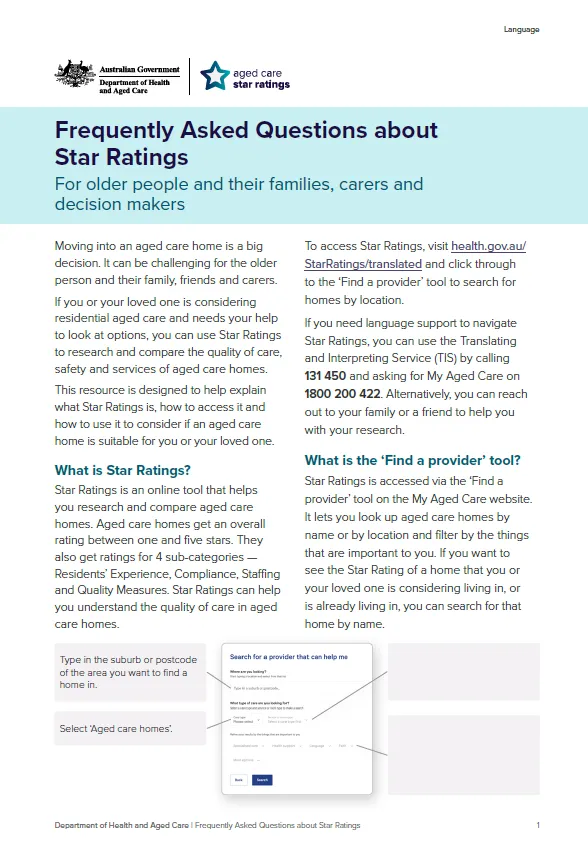 Cover image for the Frequently asked questions about Star Ratings (October 2024)
