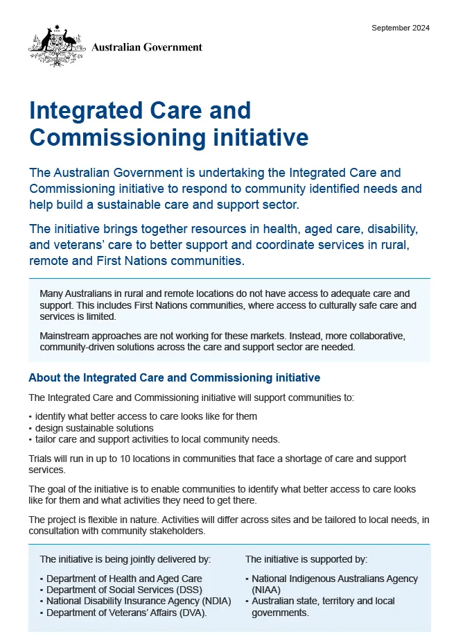 Integrated care and commissioning initiative fact sheet