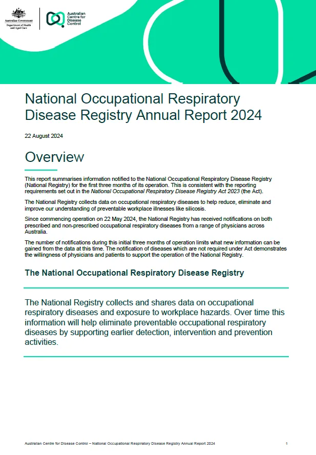 Cover page image of the National Occupational Respiratory Disease Registry Annual Report 2024