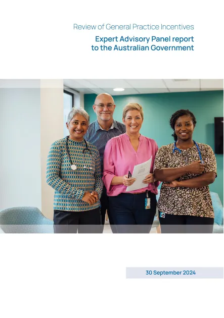 Cover page image for the Review of General Practice Incentives – Expert Advisory Panel Report to the Australian Government