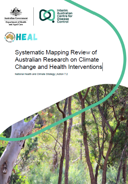 Cover page for the Systematic Mapping Review of Australian Research on Climate Change and Health Interventions report
