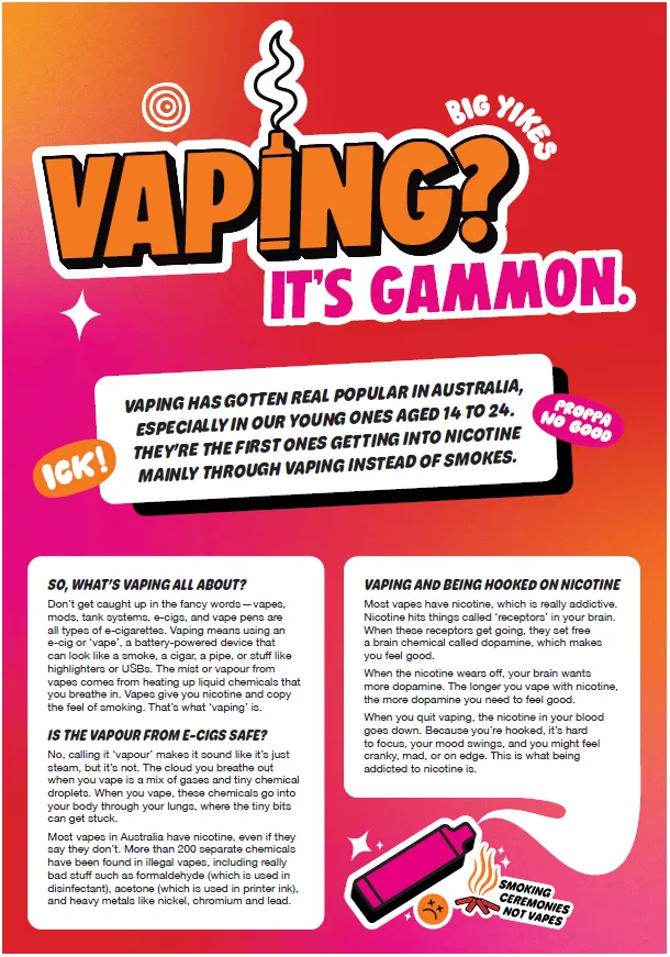 Vaping? It's gammon – First Nations fact sheet