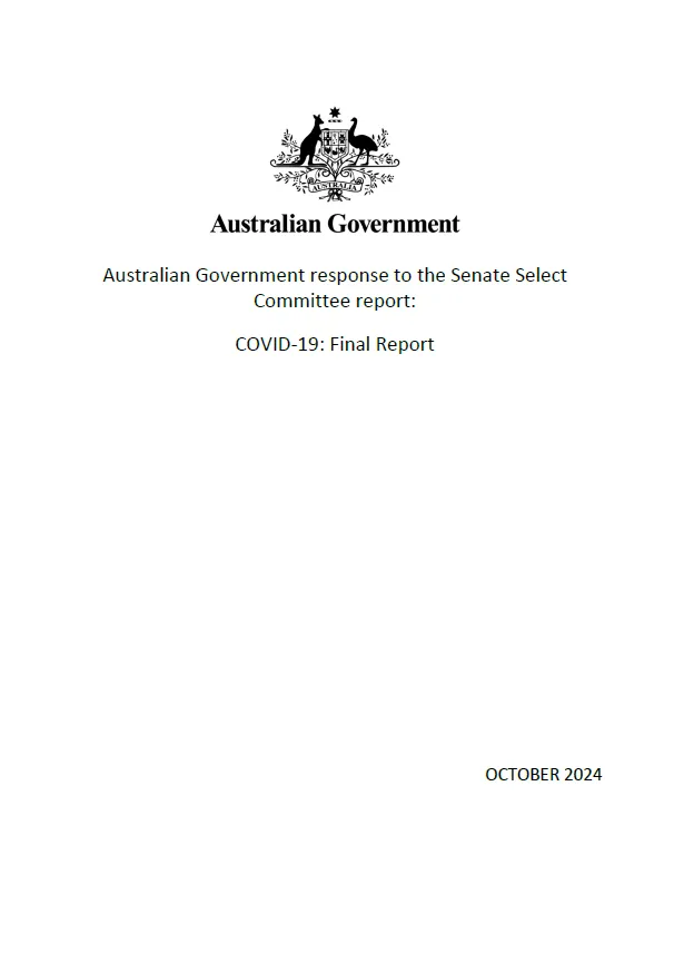 Australian Government response to the Senate Select Committee report – COVID-19: Final Report