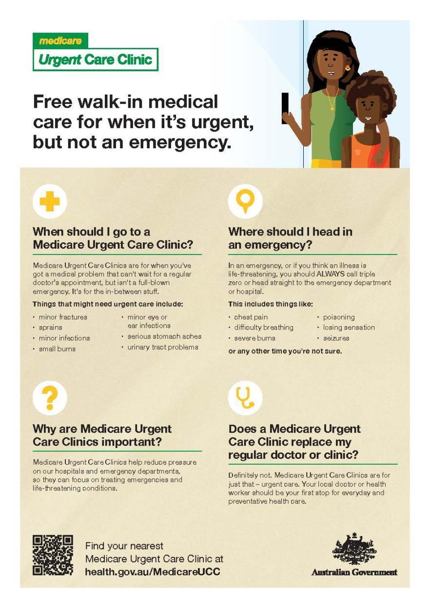 For when it’s urgent, not an emergency fact sheet
