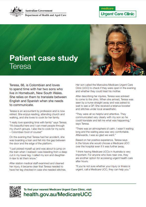 Medicare Urgent Care Clinics – Teresa's case study