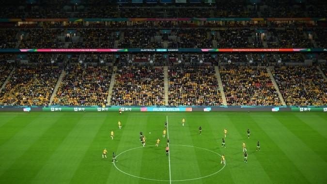 Matildas playing football at the Asian Cup