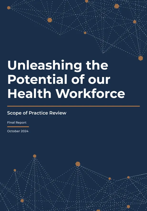 Cover image for the Unleashing the Potential of our Health Workforce – Scope of Practice Review Final Report