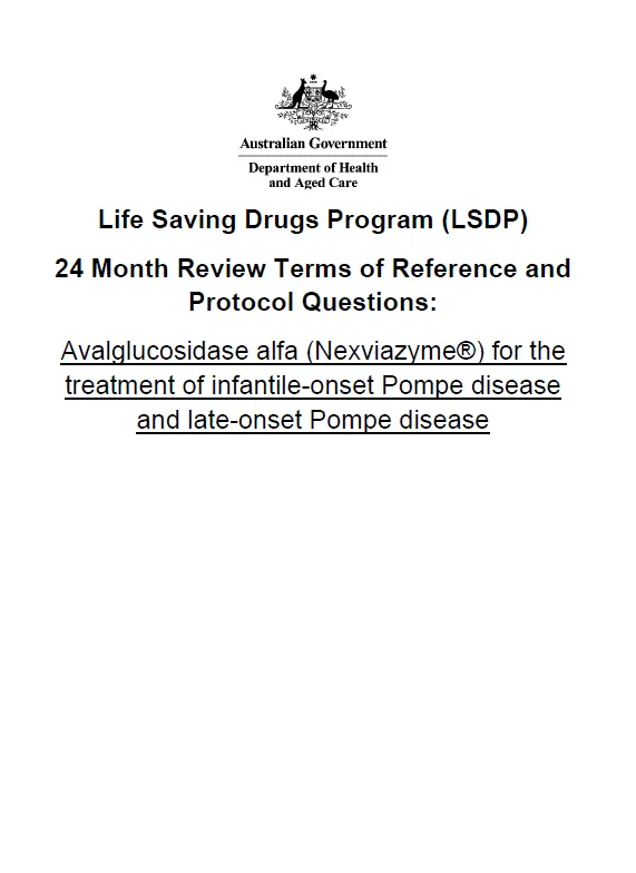 Avalglucosidase alfa Terms of Reference and Protocol Questions
