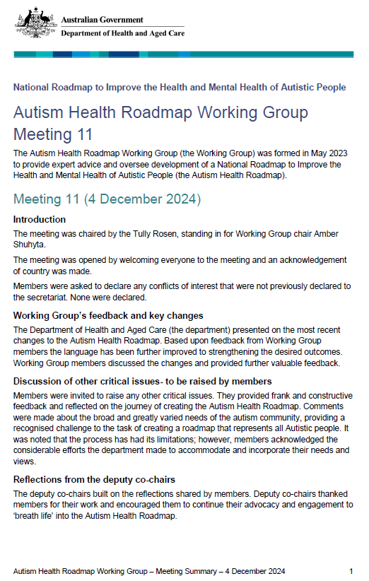 Cover image for the Autism Health Roadmap Working Group Meeting 11