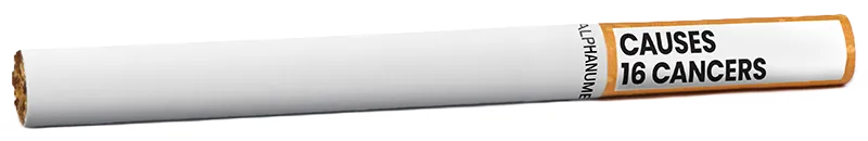 Example of an on-product health message on a cigarette