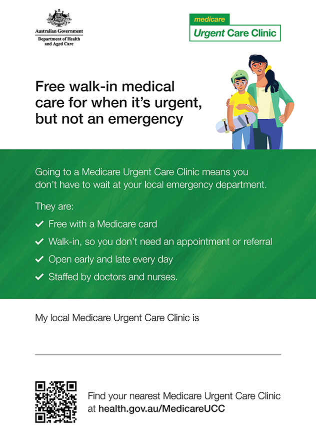 Free walk-in medical care for when it’s urgent, but not an emergency – Poster