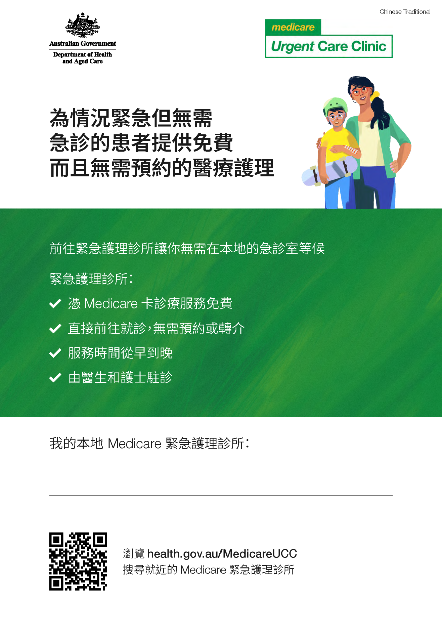 Medicare UCC Poster Chinese Traditional
