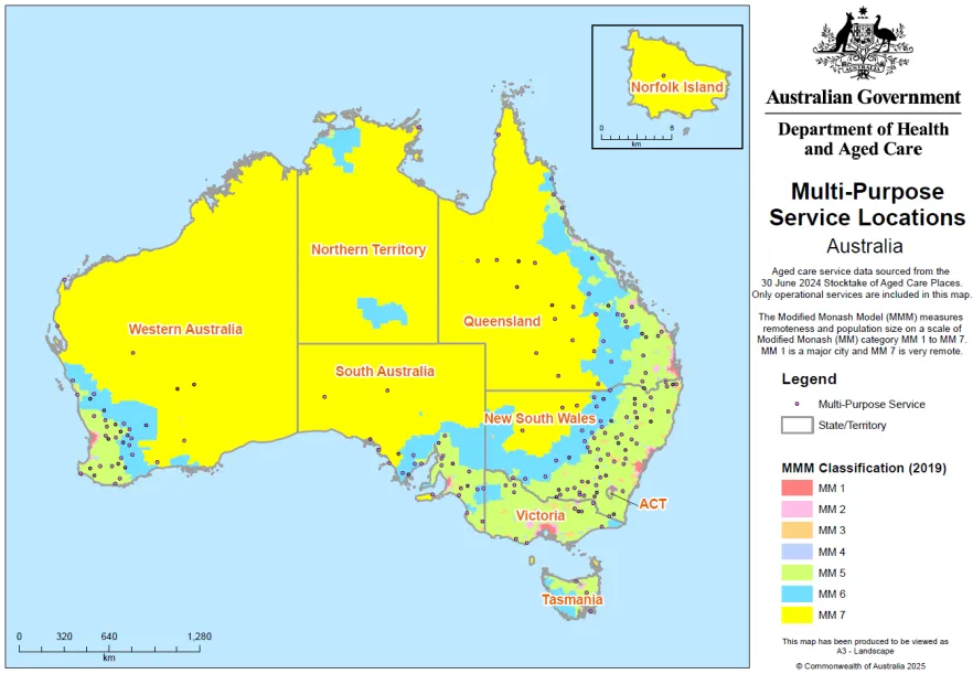 Multi-Purpose Services locations – map