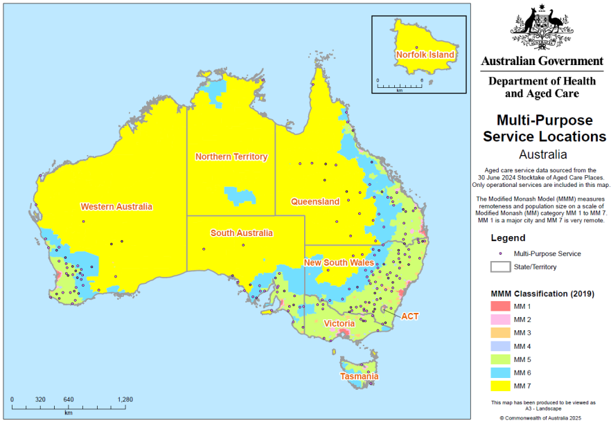 Multi-Purpose Services locations – map