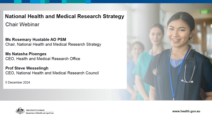 National Health and Medical Research Strategy Chair webinar 5 December 2024 cover image