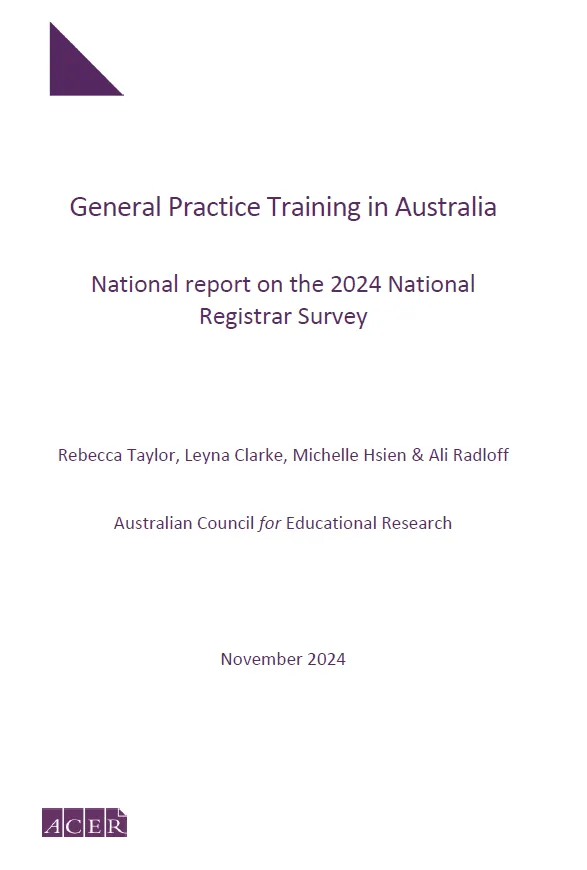 Cover image_National Report on the 2024 GP National Registrar Survey