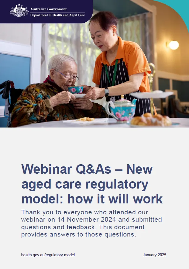 Cover image_New aged care regulatory model – how it will work – Webinar Q&As
