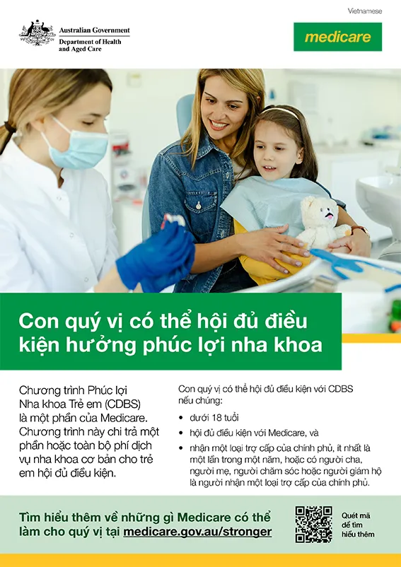 Con quý vị có thể hội đủ điều kiện hưởng phúc lợi nha khoa – áp phích