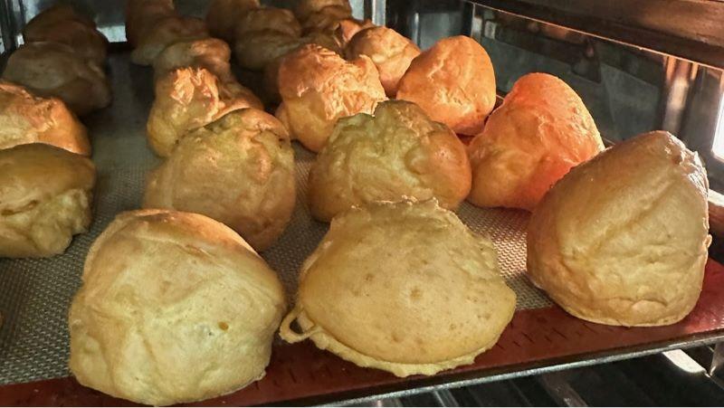 Close up of scones in the oven at BapitistCare Orana