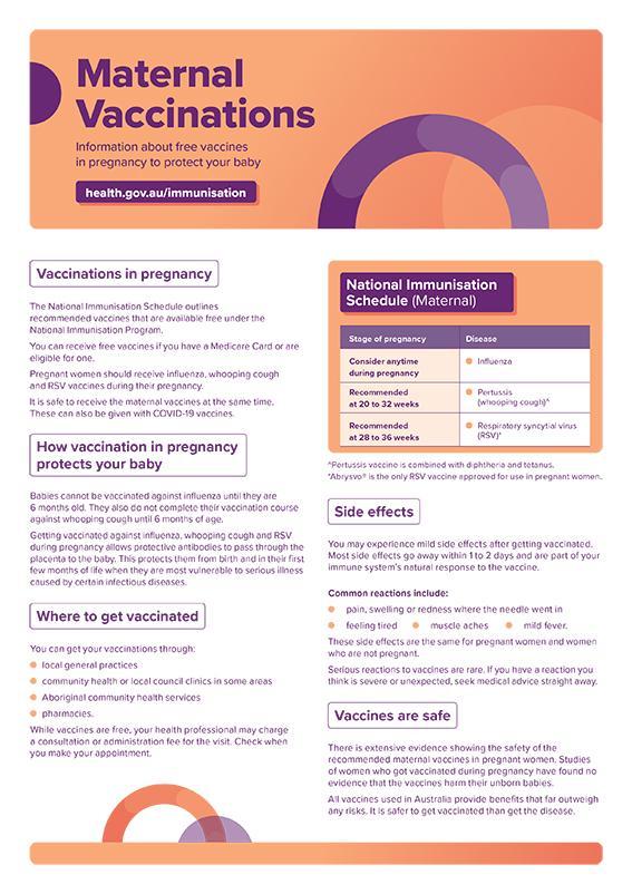 Maternal vaccination brochure cover image