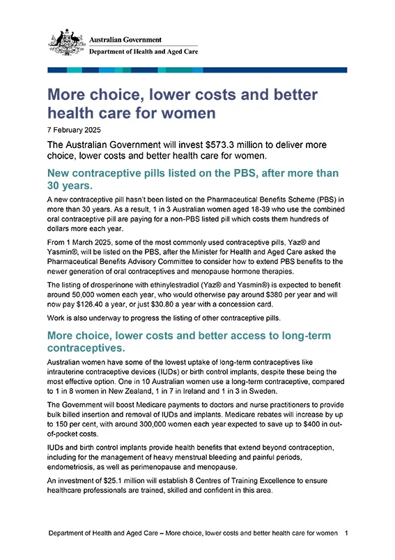 More choice, lower costs and better health care for women