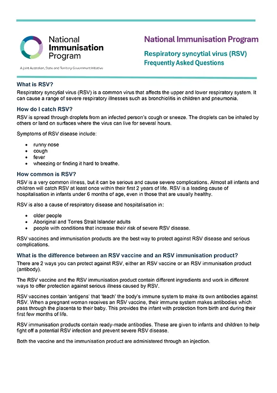 Respiratory syncytial virus (RSV) vaccine Frequently Asked Questions