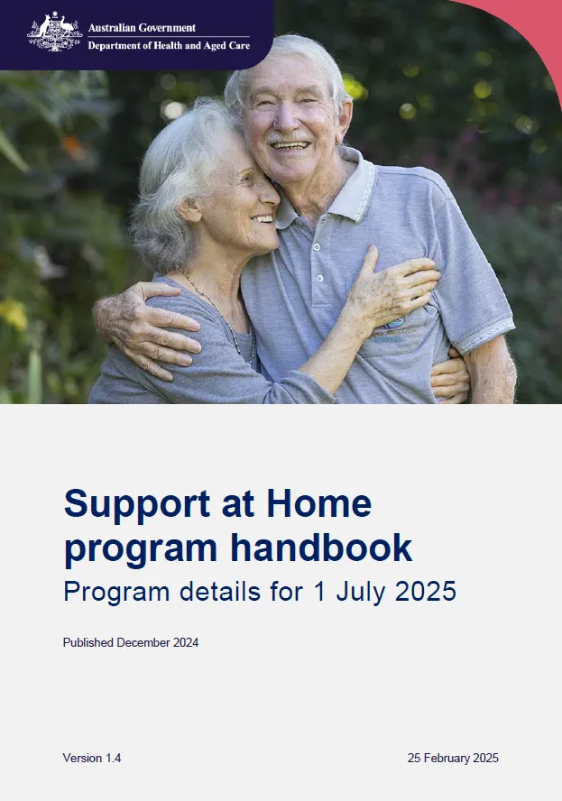 Cover page Support at home program handbook