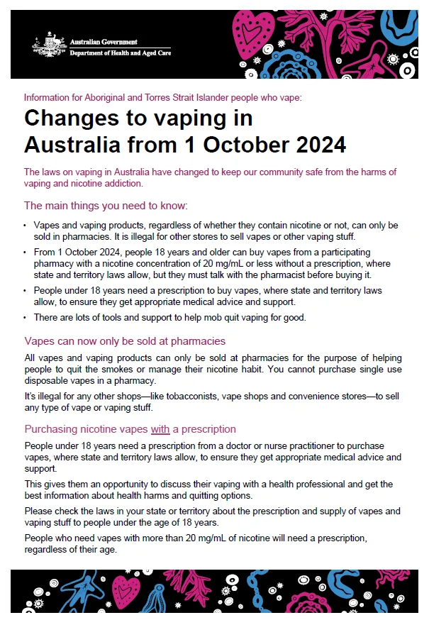 Cover image Vaping fact sheet for First Nations people who vape