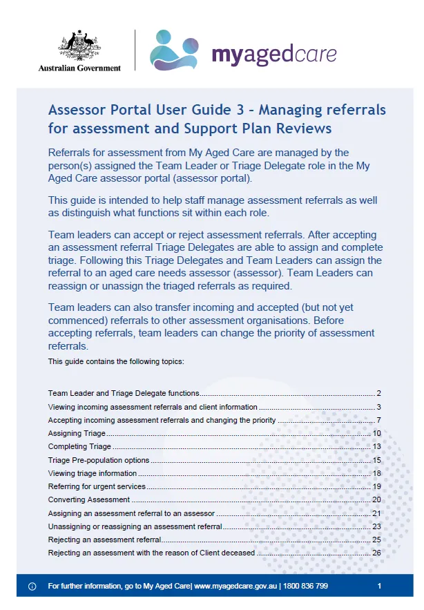 Assessor Portal User Guide 3 – Managing Referrals for assessment and Support Plan Reviews
