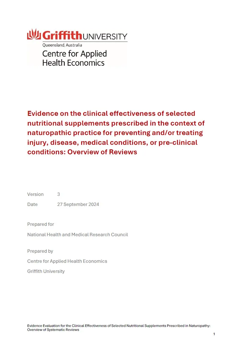 Natural Therapies Review 2024 – Naturopathy supplements evidence evaluation
