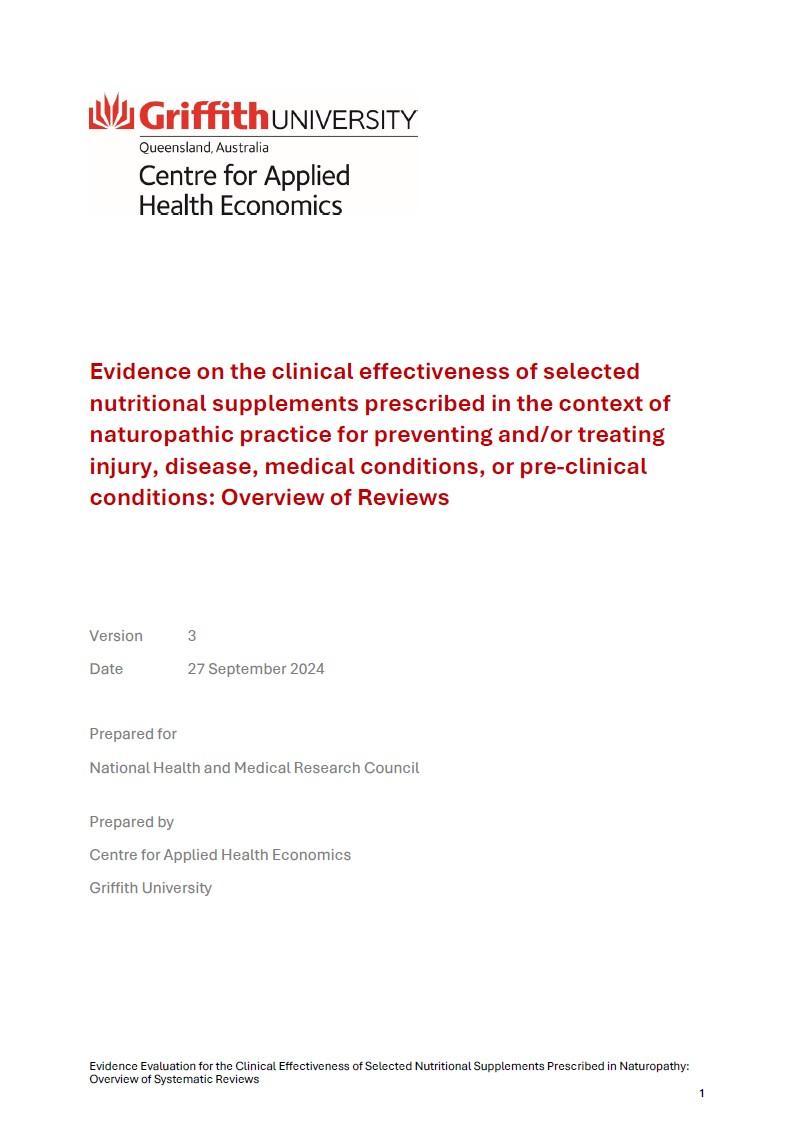 Natural Therapies Review 2024 – Naturopathy supplements evidence evaluation