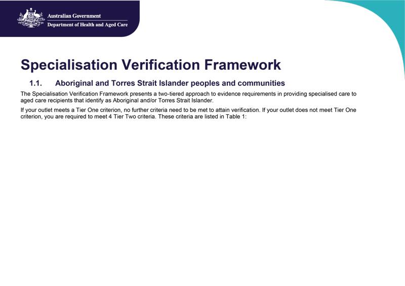 specialisation verification frmework