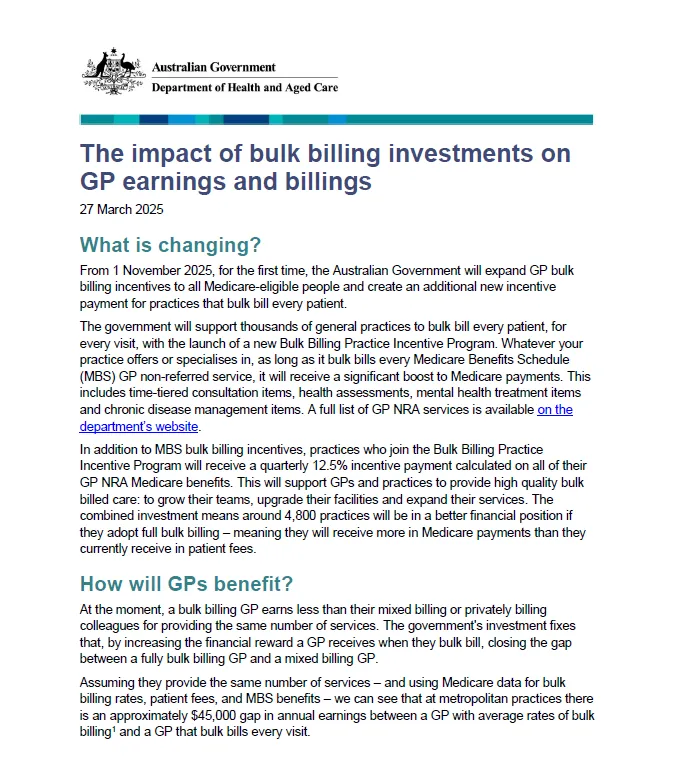 The impact of bulk billing investments on GP earnings and billings