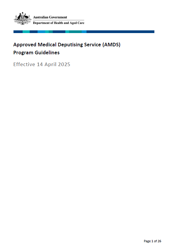 Approved Medical Deputising Services (AMDS) program guidelines