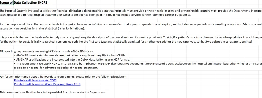 HCP data specifications – HCP1 – Insurer to department – 2025–26
