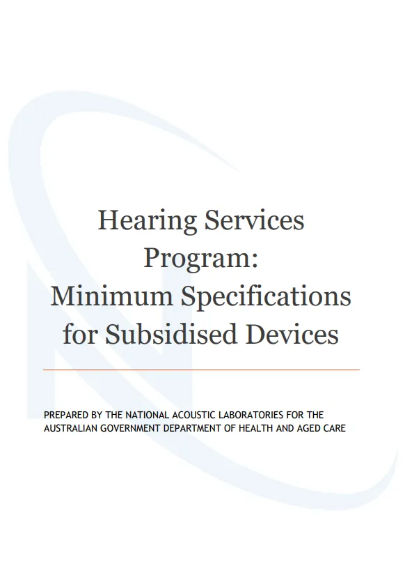 Hearing Services Program: Minimum Specifications for Subsidised Devices Report
