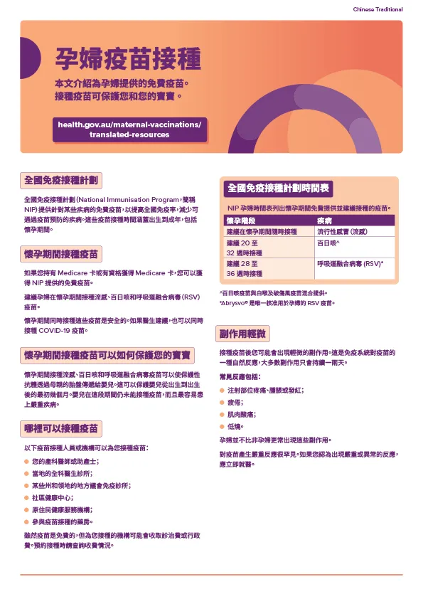 孕期疫苗接種消費者手冊  