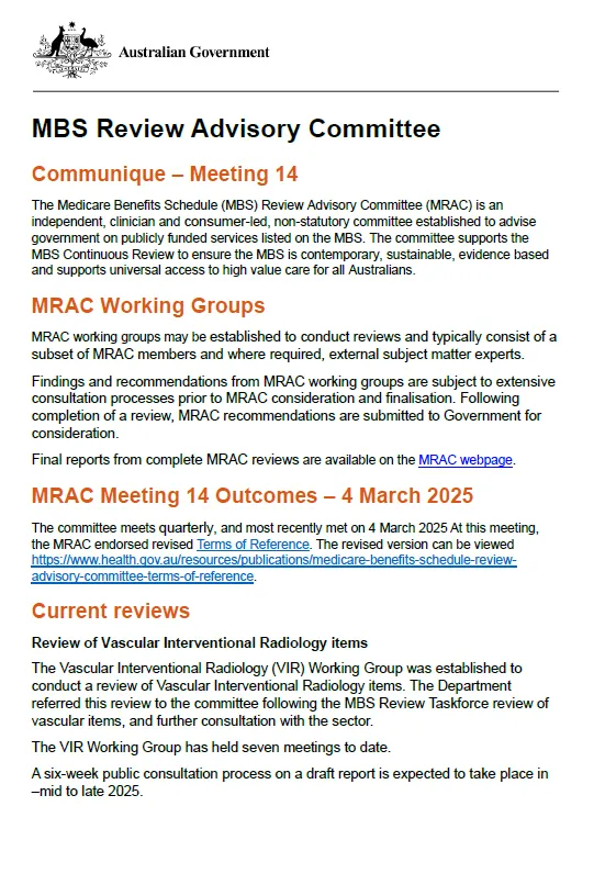 MBS Review Advisory Committee Communique