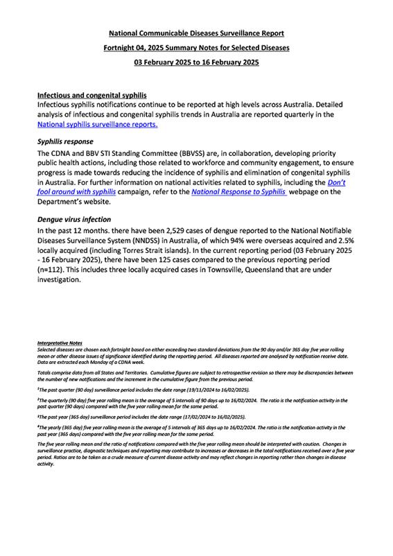 National Notifiable Diseases Surveillance System (NNDSS)
